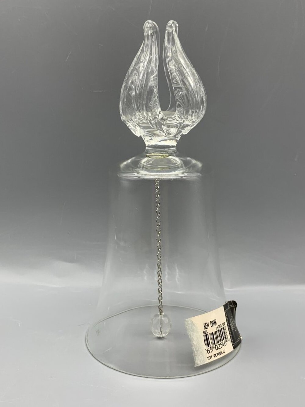 Rare Mikasa Clear Glass Bell with Flower Petal Handle 6.5 inches tall